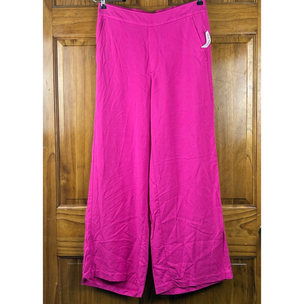 Old Navy Playa Wide Leg Pants Womens Medium Petite Pink High Rise Rayon New